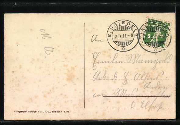 Cartoline postali: Einsiedeln, Kloster, Heiliger St. Meinra – Usato da Berlin venduto da bartko-reher 1