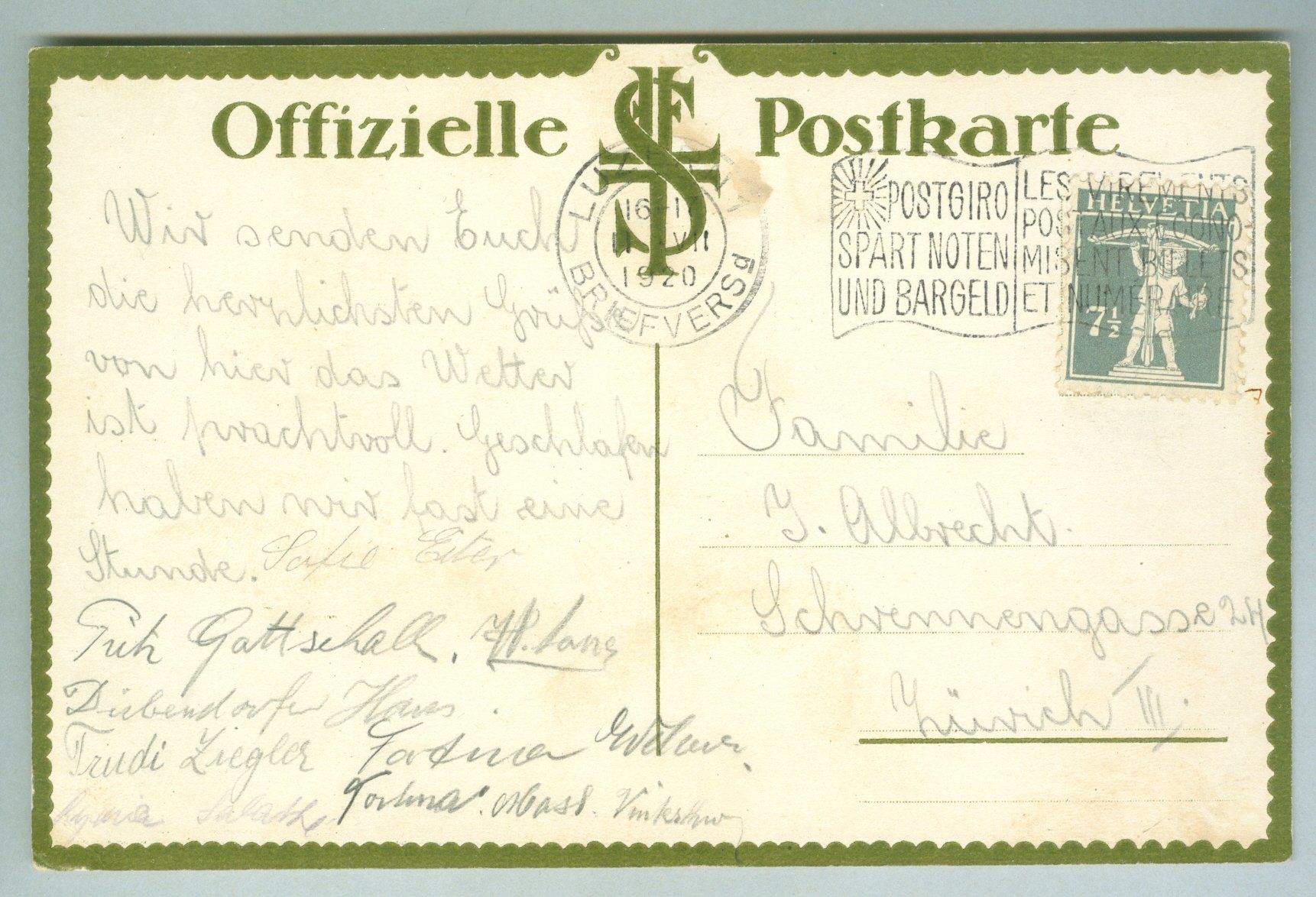 Cartoline postali: 1920 Schweiz AK Kt LU – Usato da Zürich venduto da yago-rot 1