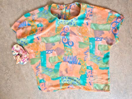 SHIRT TUNIKA BLUSE VINTAGE M 38 SCRUNCHIE , TOP ZU JEANS