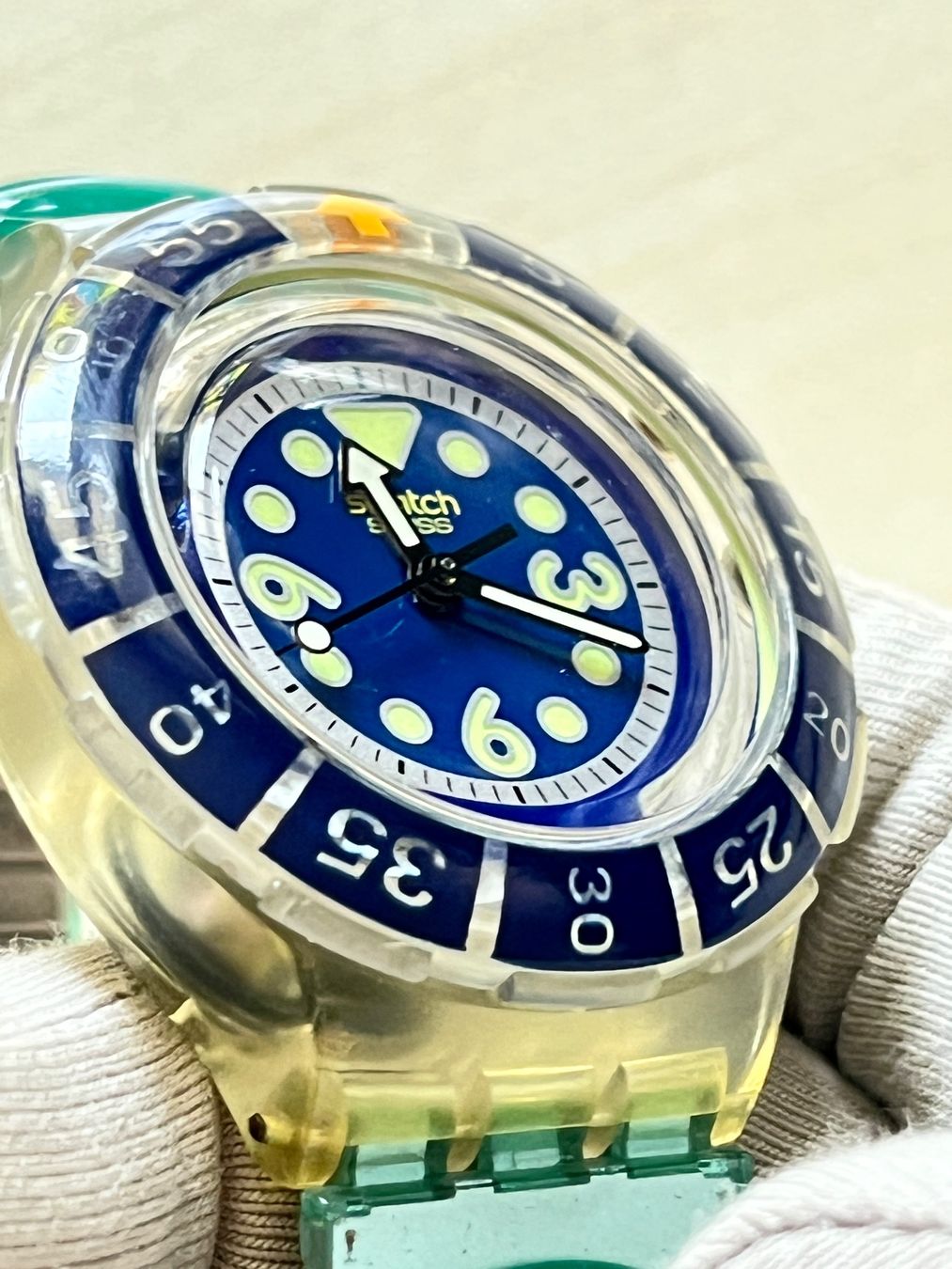 Swatch Orologi: Swatch Scuba Uhr Aqua Blue Armband – Usato da Grenchen venduto da chththl 7