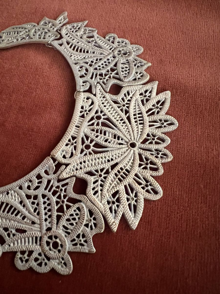 Catenine: Statement Halskette Collier Modeschmuck silberfarben floral – Nuovo (secondo la descrizione) da Turgi venduto da SHK 4
