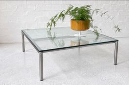 Mid Century Style Glas-Edelstahl Tisch
