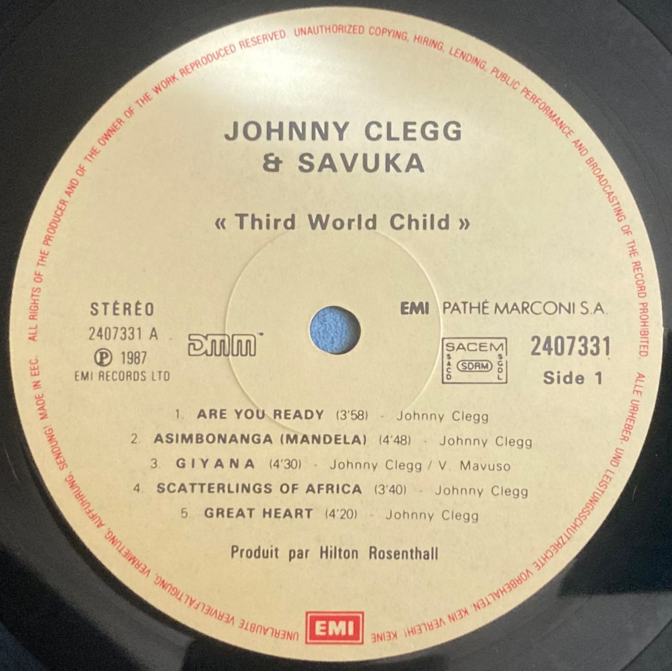 Vinyles: JOHNNY CLEGG & SAVUKA - THIRD WORLD CHILD – D'occasion à Poliez-Pittet par Newtown-Records 2