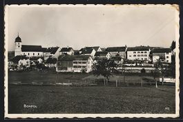 AK Bonfol, Ortspartie mit Kirche, 1931