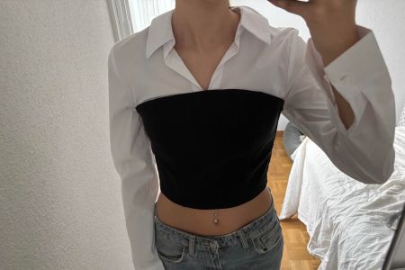 Damen Oberteil FB Sister weiss schwarz Grösse XS neu