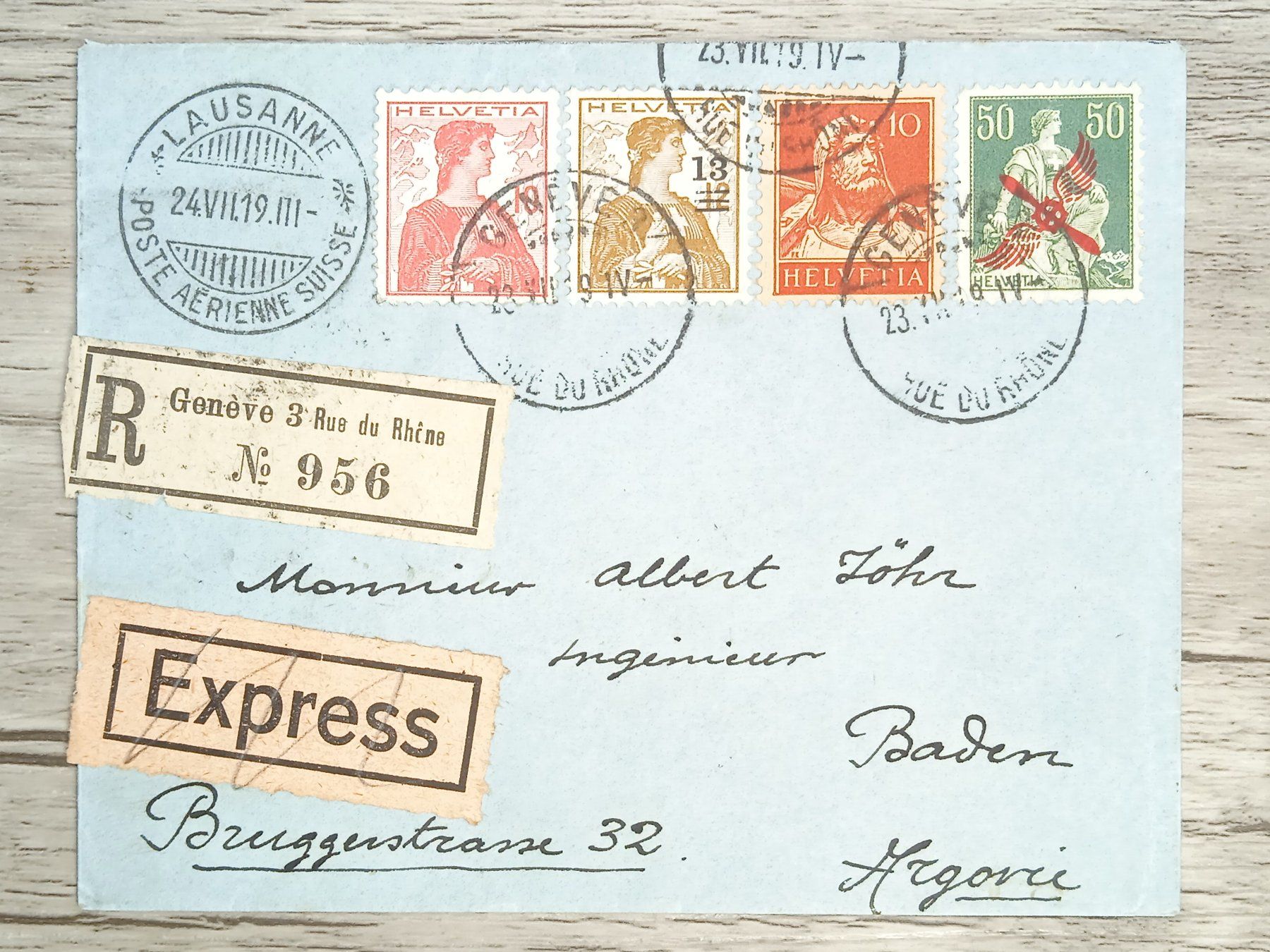 Tutti i francobolli: TR80 Enveloppe + Timbre Suisse 1919 – Usato da Cousset venduto da Patrick_Collections