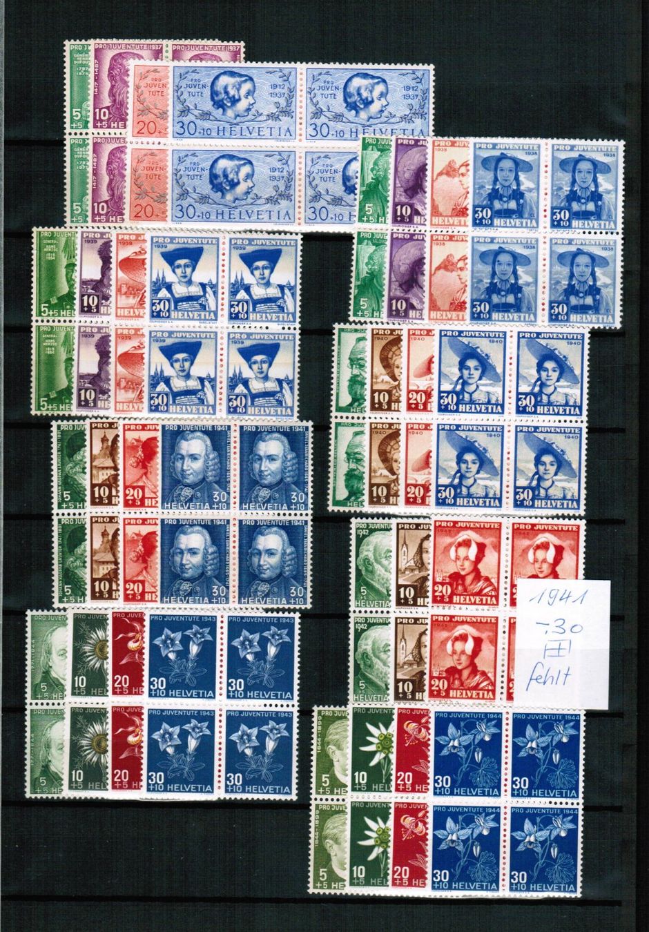 Tutti i francobolli: Pro Juventute - komplette VB-Sammlung 1924-1960 **postfrisch – Nuovo (secondo la descrizione) da Bern venduto da peri02 2