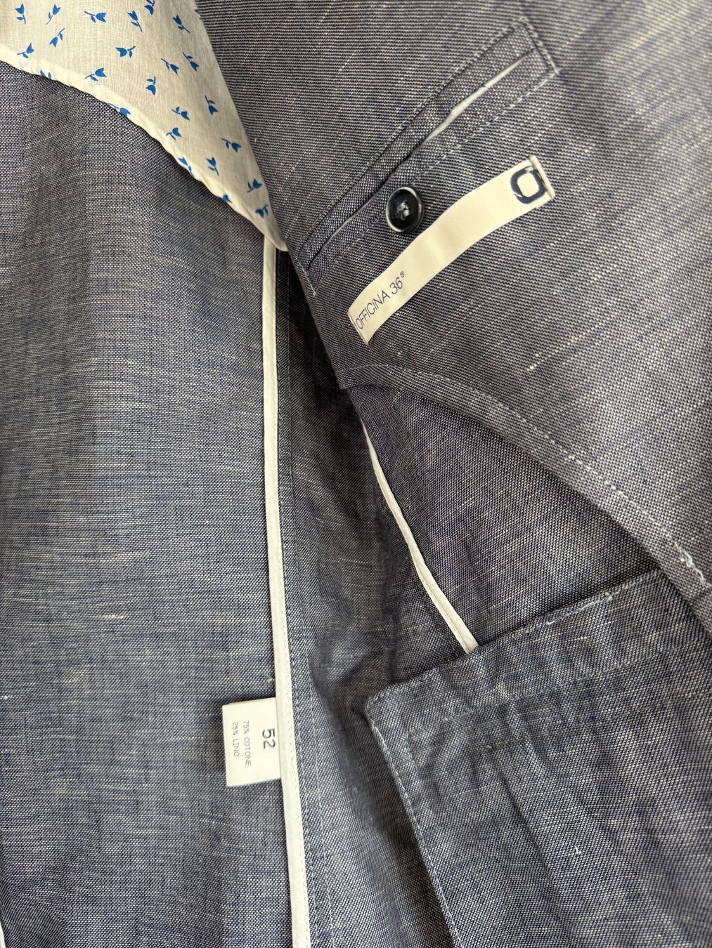 Giacche: Giacca Uomo Blu Lino e Cotone, Officina 36, Tg. 52 – Usato da Zürich venduto da Keller110 1