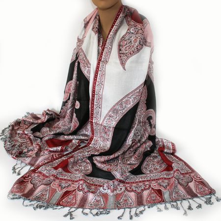 Damenschal Schal Viskose Paisley Pashmina 200x70cm Rot 502