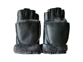Guanto-Muffole in pelle d’agnello mezze dita con copertura