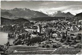 AK Spiez am Thunersee mit Schloss, 1954