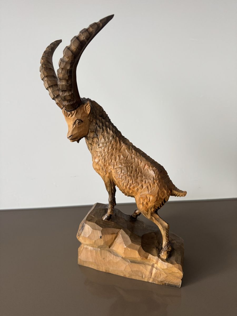 Skulpturen & Statuen: Holz-Steinbock, geschnitzt, Dekoration, neuwertig – Neu (gemäss Beschreibung) aus Ibach von jansim 1