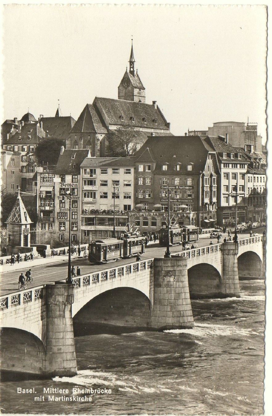 Cartoline postali: BASEL Mittlere Rheinbrücke  - 2 Tram – Nuovo (secondo la descrizione) da Jona venduto da philajona