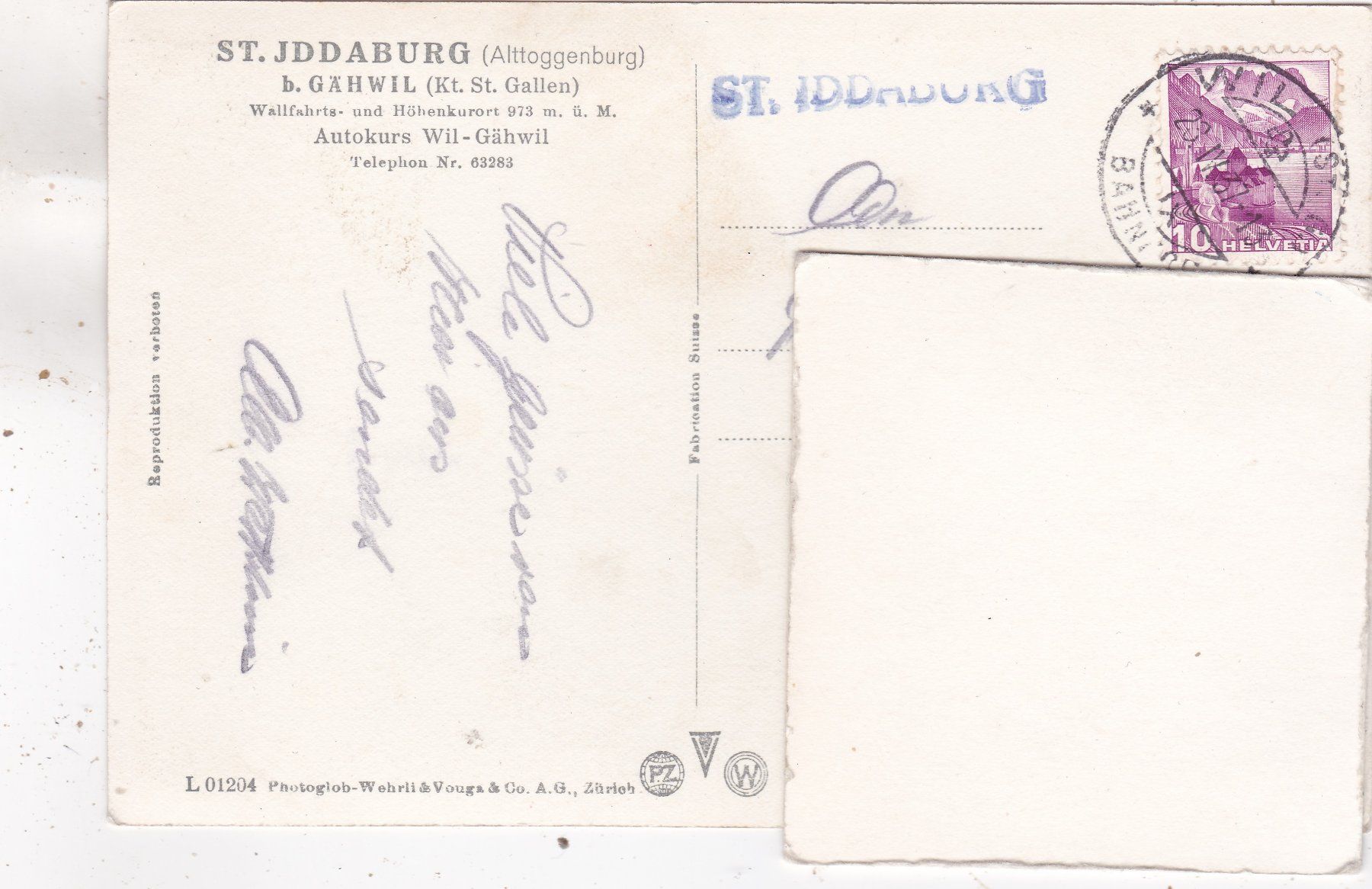 Cartoline postali: St. Iddaburg b. Gähwil 1937 – Usato da Herisau venduto da Lisegrat2008 1