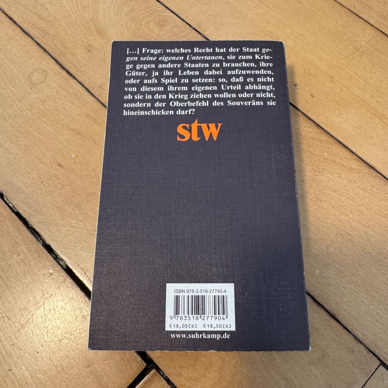 Bücher: Immanuel Kant: Metaphysik der Sitten (stw) – Gebraucht aus Luzern von philippbrl 1