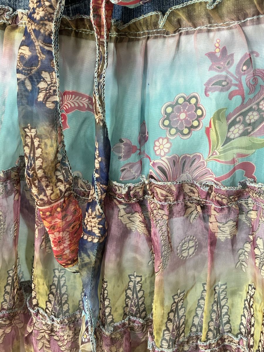 Röcke: Boho Chic Denim and Chiffon Skirt, Size 40 - Spring Ready! – Neu (gemäss Beschreibung) aus Zürich von Mistral61 1