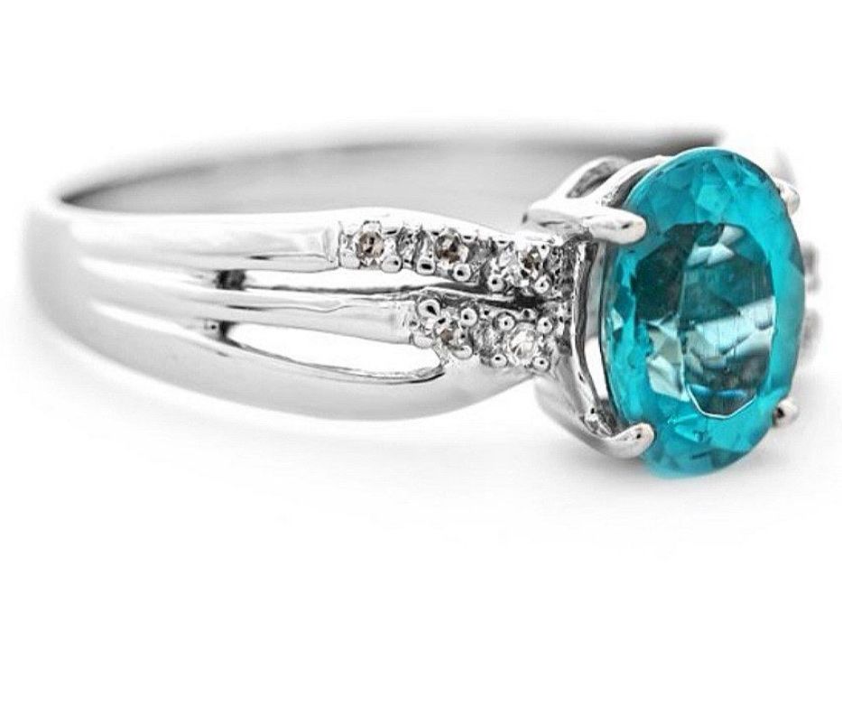 Anelli: 1.38ct Apatit Ring 18K Weissgold – Nuovo e nell'imballaggio originale da Untersiggenthal venduto da TimeandShine 1
