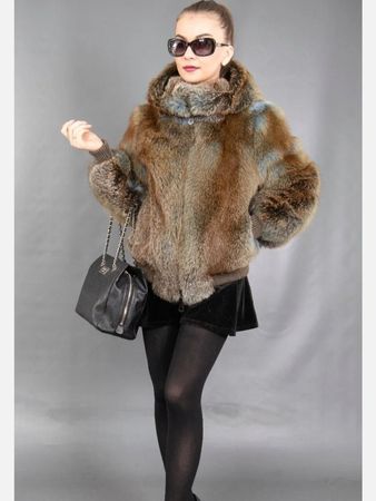 Neue Fuchs Pelz Sportjacke M Kapuze pelliccia volpe Echtpelz