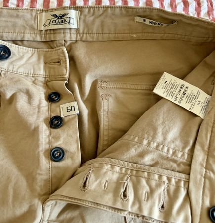 Clark Wayne Size 50 Beige Cotton Trousers—Great Find!