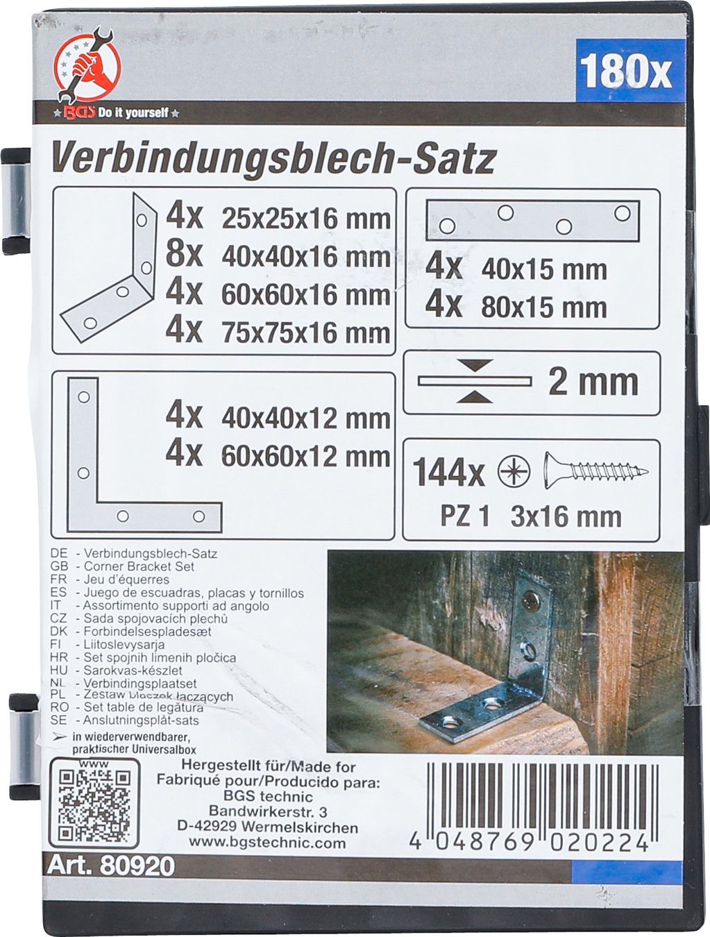 Articoli in legno: Verbindungsblech-Satz, 180-tlg. – Nuovo e nell'imballaggio originale da Dietikon venduto da KFZ-Spezialwerkzeuge 1