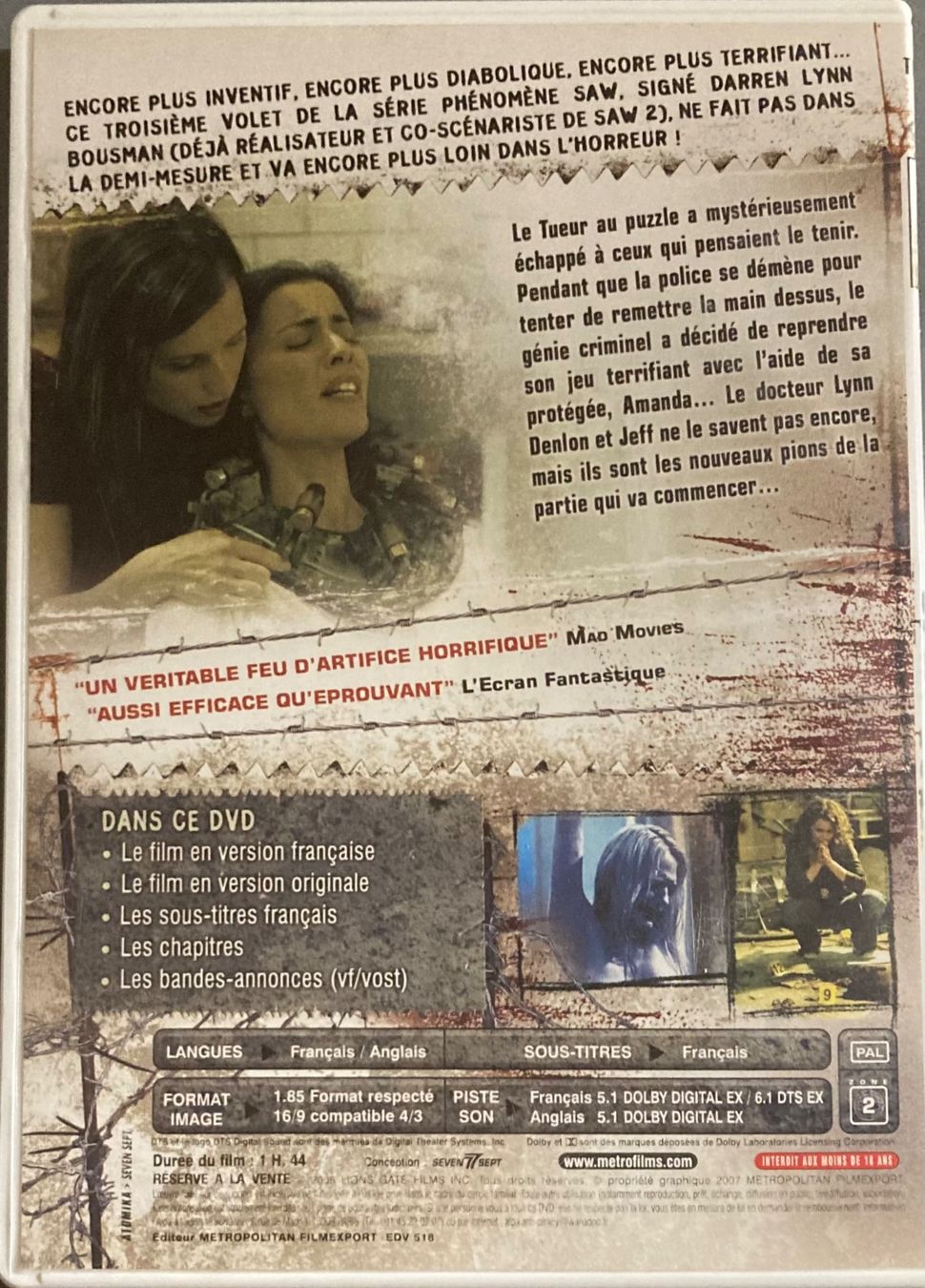 Tutti i DVDs: SAW III – Usato da Poliez-Pittet venduto da Newtown-Records 1