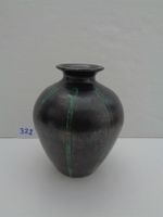 Keramik Vase Graphit-schwarz mit Grün