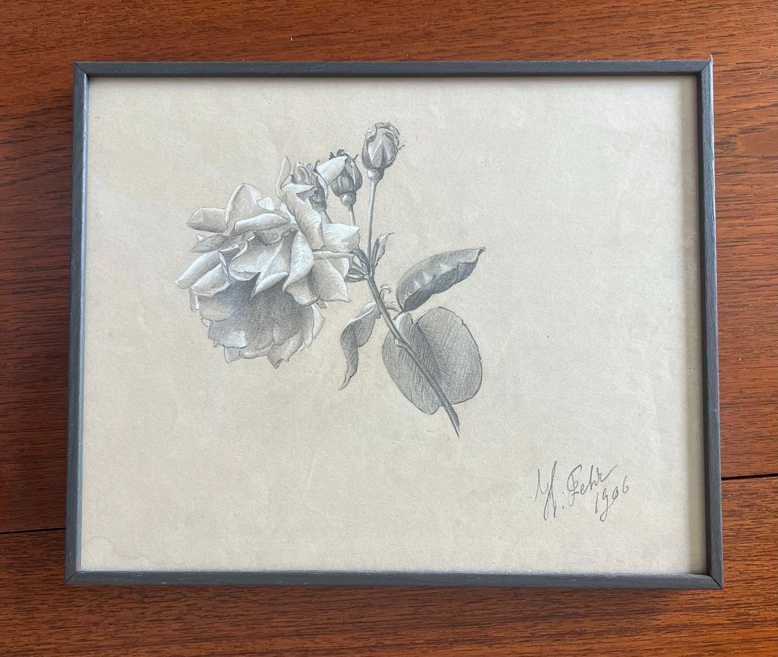 Gemälde: Dessin graphite "Rose" – Gebraucht aus Cologny von flo_7dnj