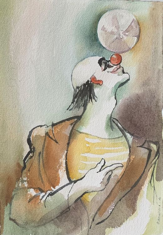 Jonglierender Clown - sign. - orig. Aquarell | Kaufen auf Ricardo