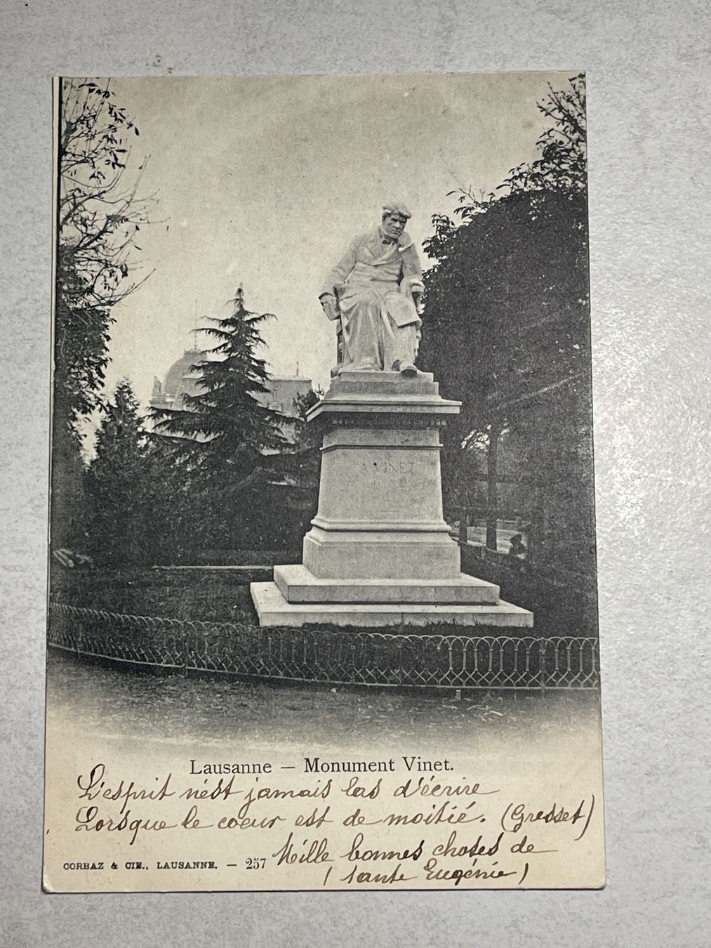 Cartoline postali: Antike Postkarte Lausanne Denkmal Vinet, – Usato da Strengelbach venduto da Aschatan5
