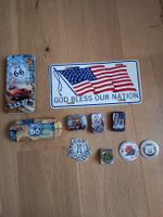 Route 66 Deko Set Blechschild Dosen Pins USA Motive