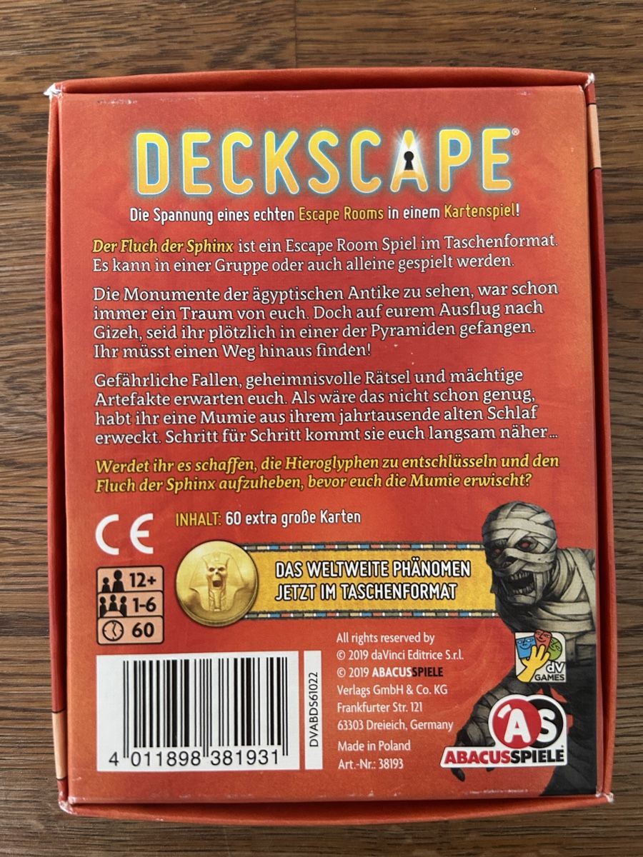 Giochi: Deckscape - Der Fluch der Sphinx, neuwertig, komplett – Nuovo (secondo la descrizione) da Wolhusen venduto da eve_m6cg 2