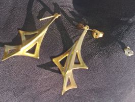 Lange klassische double Gold Ohrstecker vergoldet. 4.5 mm