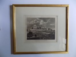 Schloss Wädenswil Aquatinta von Hegi Goldrahmen