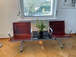 Matteo Grassi 2er Ledersessel mit Marmortisch - Top Zustand!