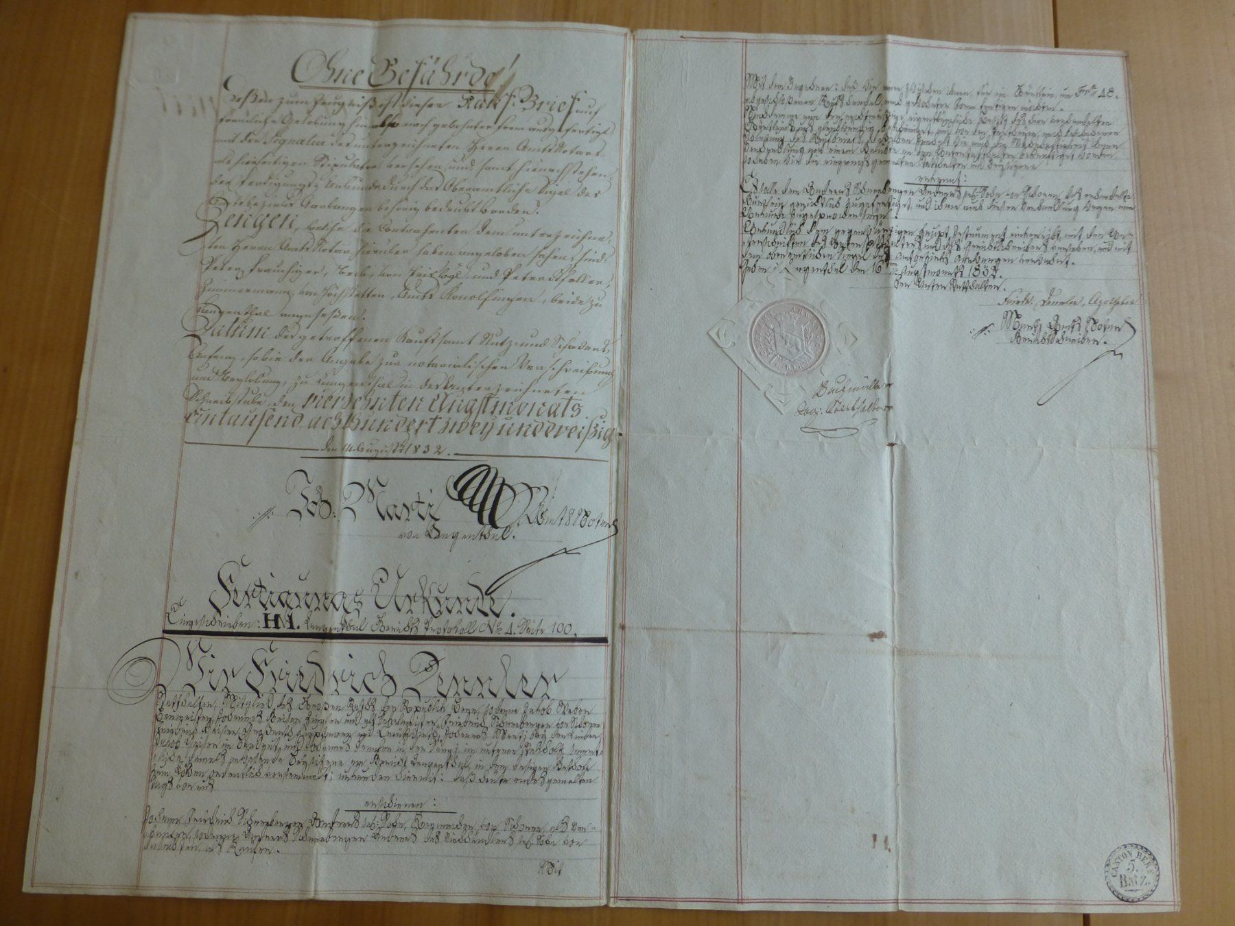 Documenti: Langenthal/ Schoren. 16. August 1832 – Usato da Bettlach venduto da 1saurer 1