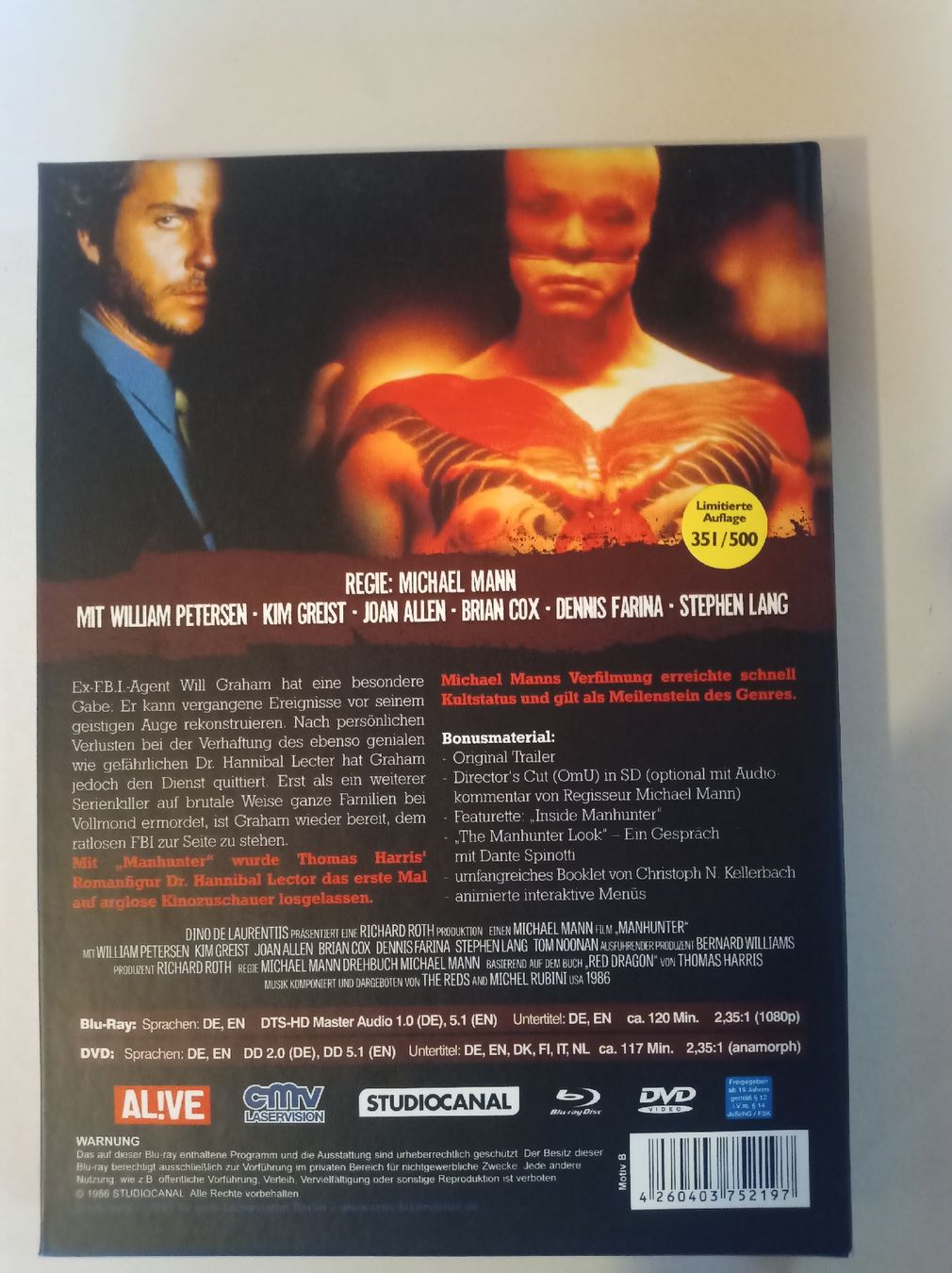 Alle DVDs: Manhunter - Roter Drache (Blu-ray) Mediabook – Gebraucht aus Tann von Veebee6 1