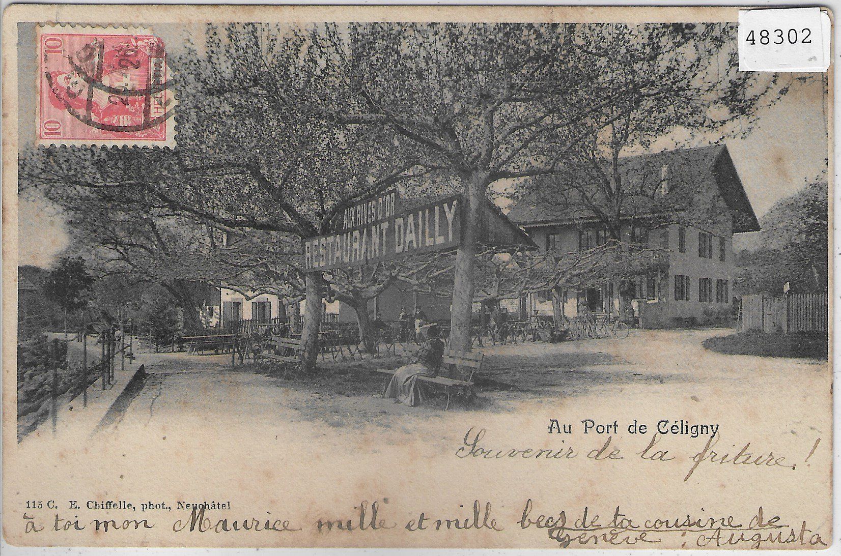 Cartoline postali: Au Port de Celigny - Restaurant Dailly - animee – Usato da Ettingen venduto da Kartenplanet