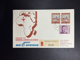 Air Afrique Erstflugbrief Genf-Libreville 1971