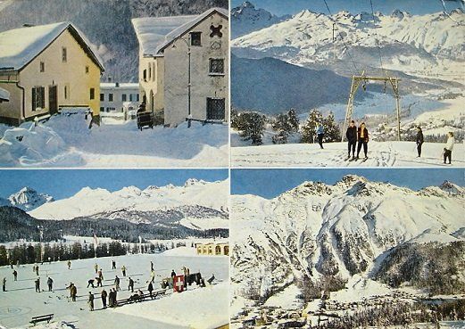 Cartoline postali: PONTRESINA Skilift - Curling – Usato da Jona venduto da philajona