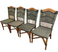 GRANGE French Wicker Dining Chairs, Set of 4