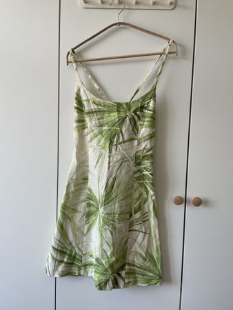 H&M Sommerkleid mit Palmenprint – Gr. 36 – 100% Baumwolle 