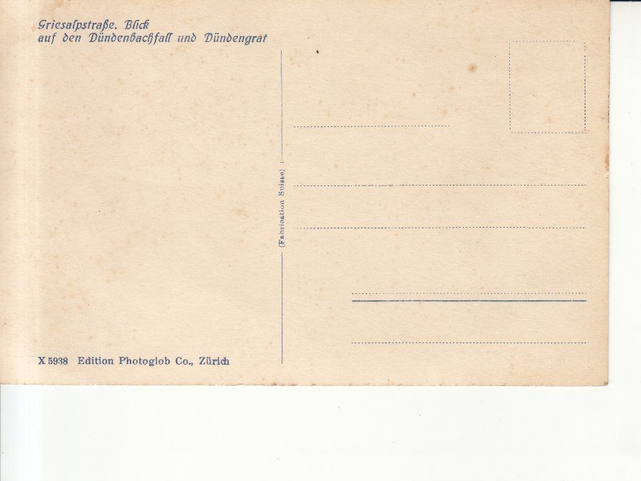 Ansichtskarten: Griesalpstrasse ca. 1930 – Gebraucht aus Bürglen TG von StampGraf 1