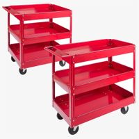 AREBOS 2x Rollwagen 3 Fächer Rot