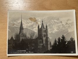 Alte Ansichtskarte Lausanne Kathedrale & Alpen, Top! 