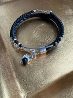 925 Silber ,Leder und Onyx Armband