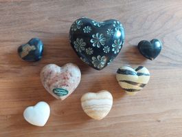 7 Deko-Herzen aus Stein, verschiedene Designs, Top!