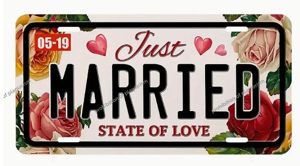 Insegne: NEUES Blech-Schild "Just MARRIED" - 225320 – Nuovo (secondo la descrizione) da Küssnacht am Rigi venduto da Dot.Your.Life