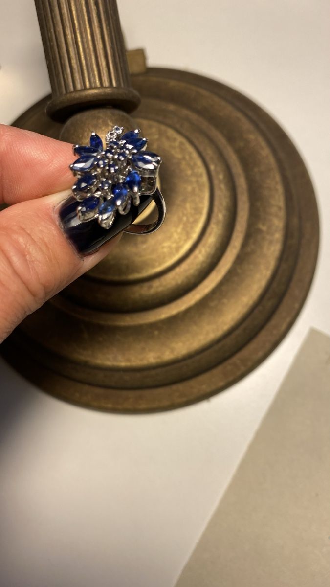 Anelli: Silberner Ring mit blauen Glas Steinen – Nuovo (secondo la descrizione) da Rorschach venduto da lvi_p29s 4
