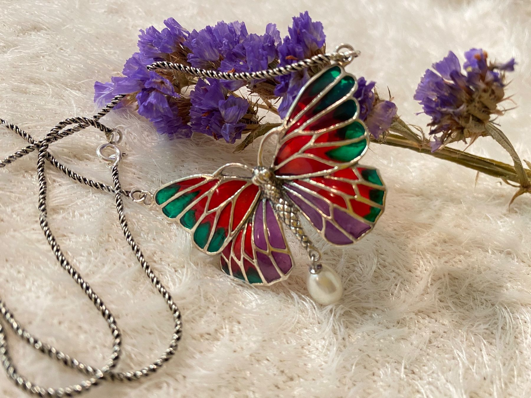 Ketten: Halskette Schmetterling 925 Sterling Silver mit Perle – Neu (gemäss Beschreibung) aus Zürich von LIBELLA13 3