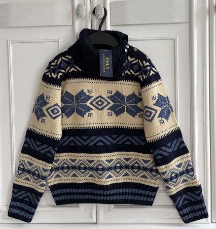 Ralph Lauren girls wool fair isle sweater 12 14 Y 150 NEW